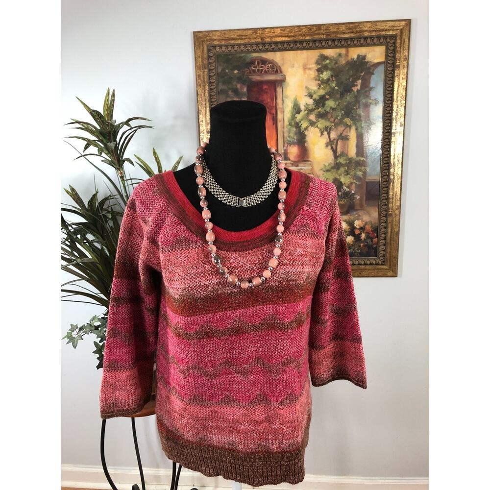 Ella Moss Sweater Women's Large Pink Speckled Grandmacore Whimsigoth Soft Girl